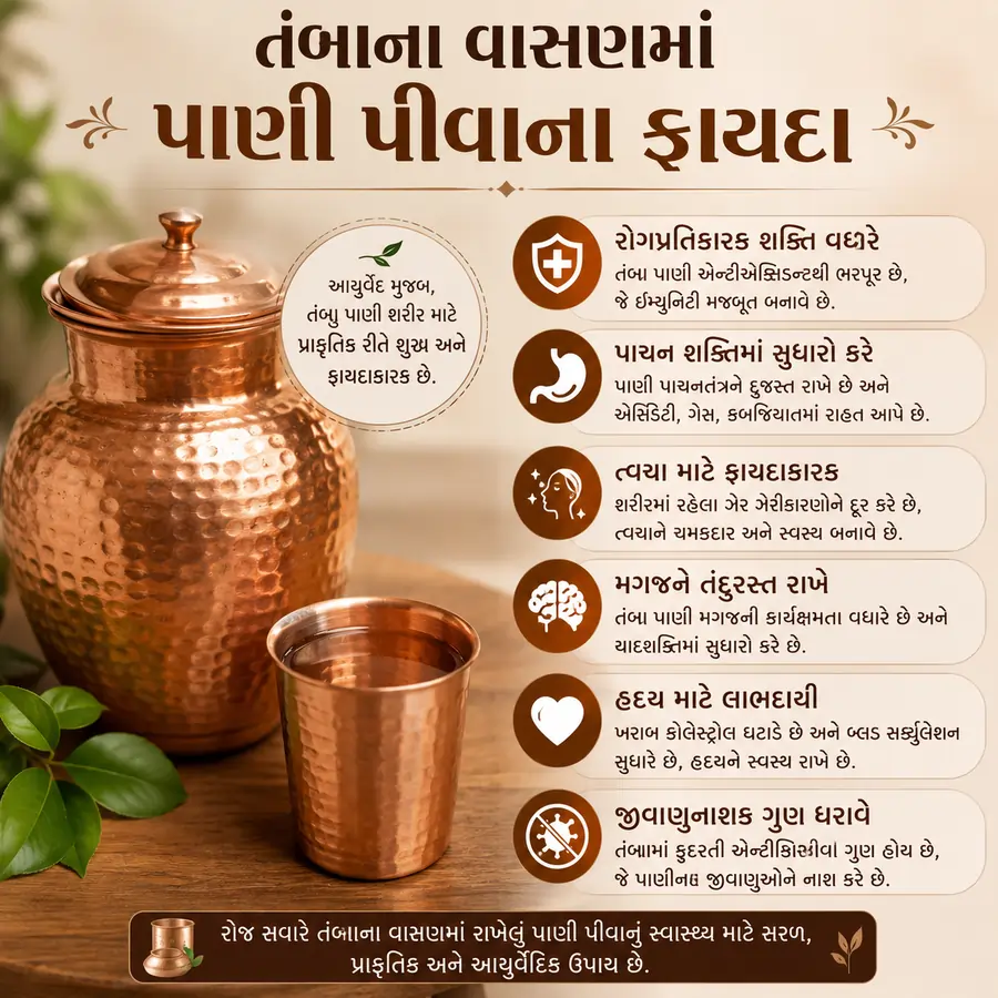 પાણી પીવાના તંબાના ફાયદા