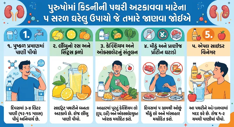 પુરુષોમાં કિડનીની પથરી અટકાવવા માટેના ૫ સરળ ઘરેલુ ઉપાયો જે તમારે જાણવા જોઈએ