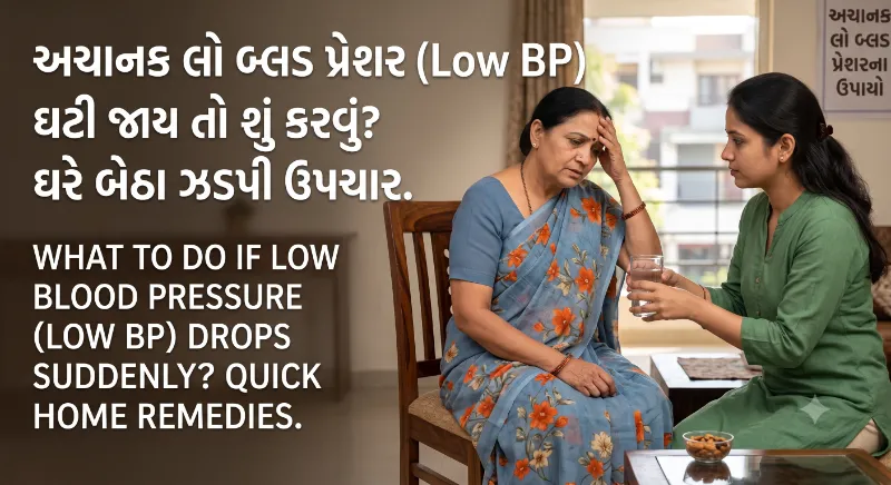 ઓચિંતું લોહીનું દબાણ (Low BP) ઘટી જાય તો શું કરવું ઘરે બેઠા ઝડપી ઉપચાર